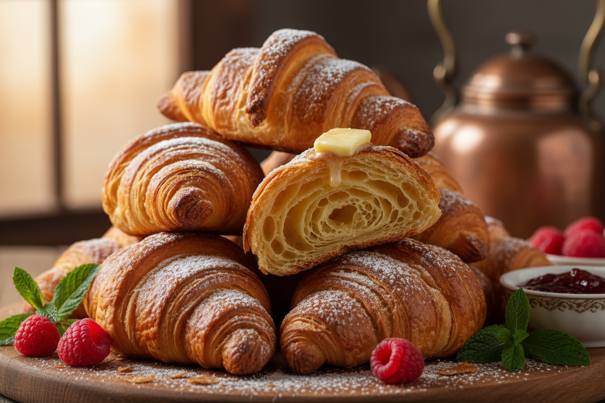 Croissants français gourmands faits maison